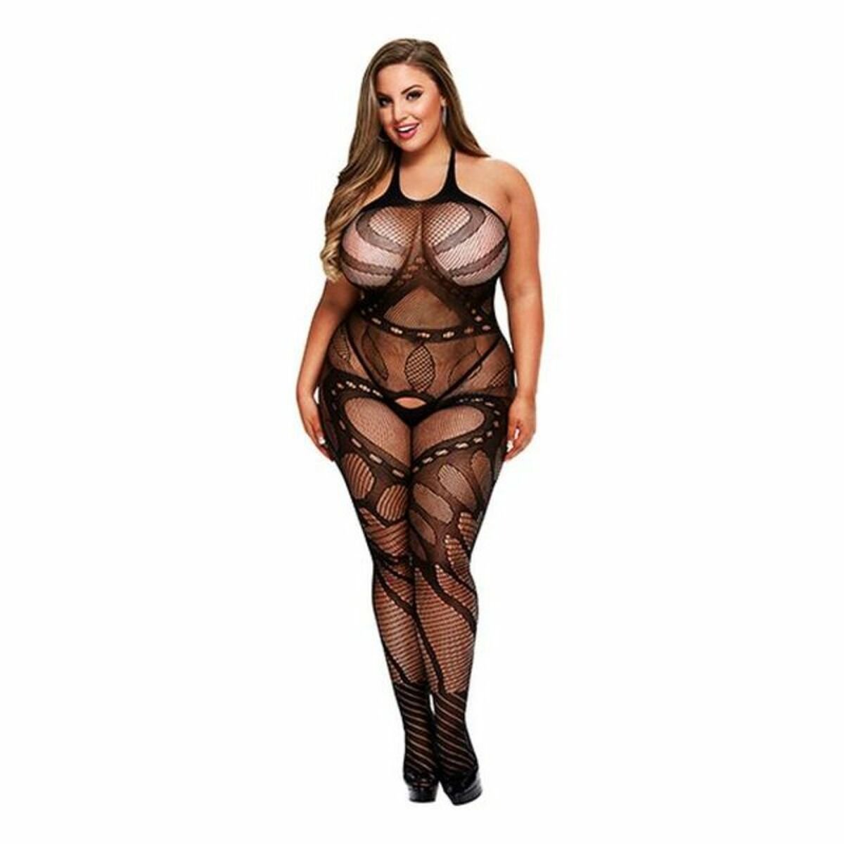 Crotchless Suspender Bodystocking Stor Størrelse Baci Lingerie 00322 med Fantastiske funksjoner