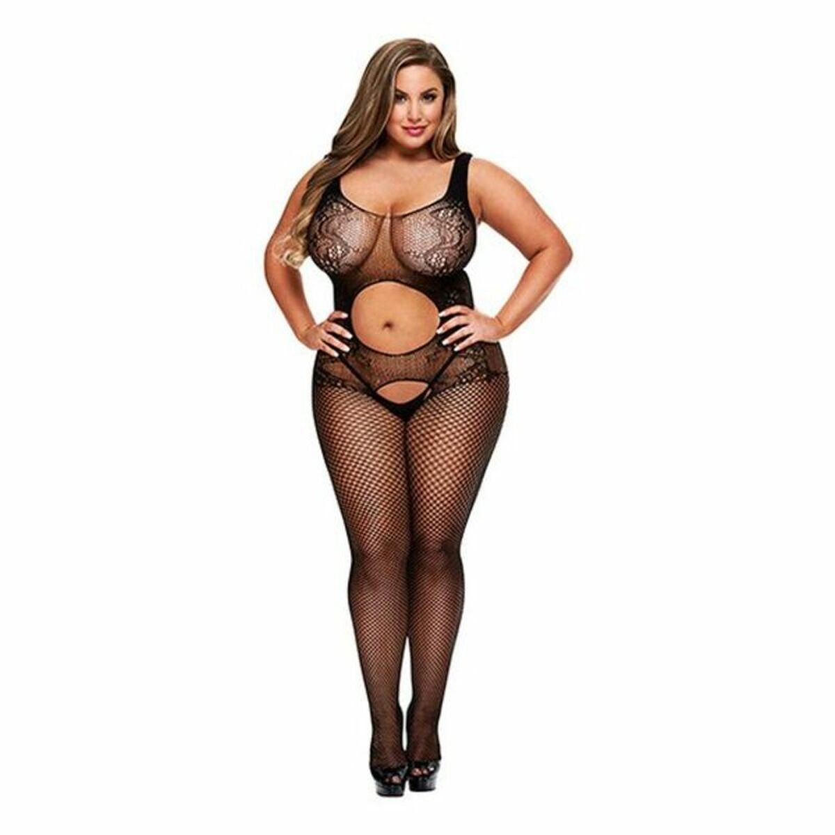 Crotchless Suspender Bodystocking Stor Størrelse Baci Lingerie 00384 med Fantastiske funksjoner