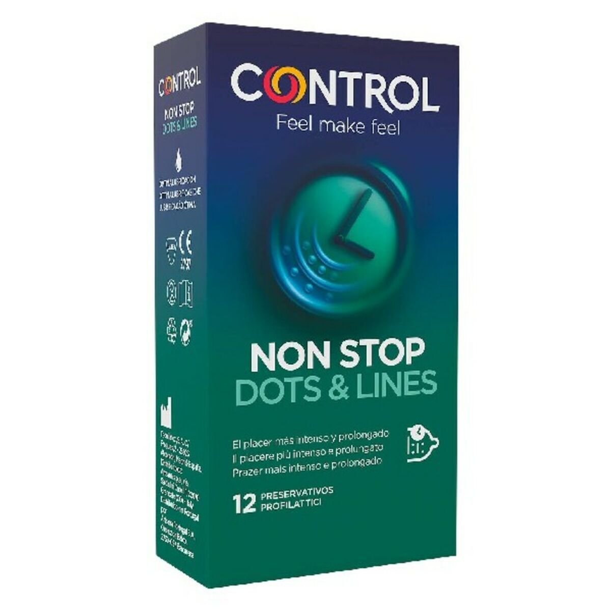 Kondomer Non Stop Dots & Lines Control (12 uds) med Fantastiske funksjoner