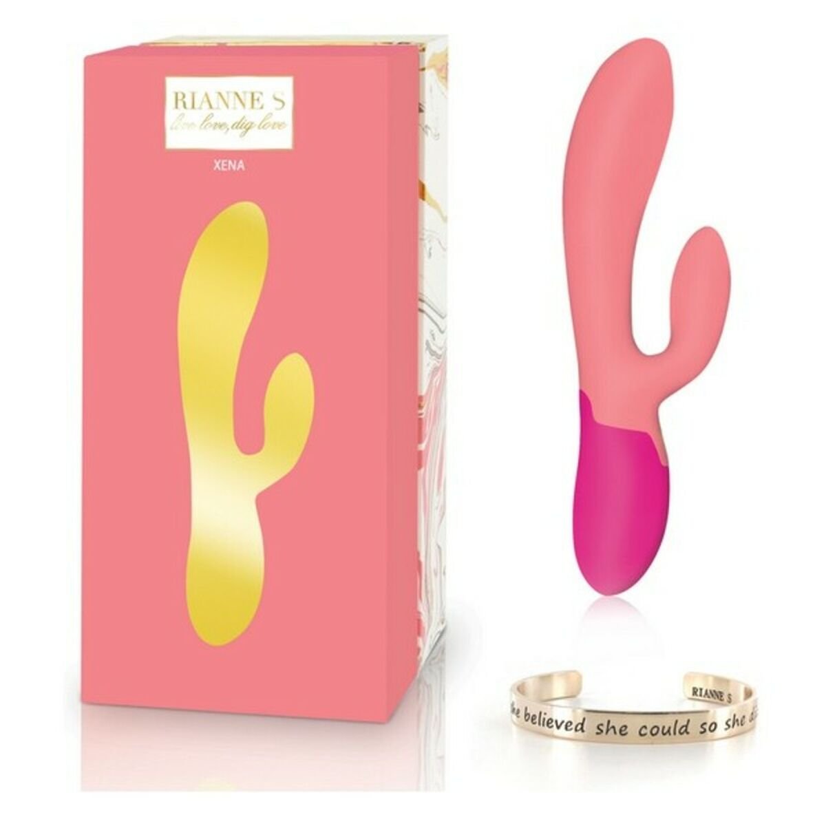 Dobbel Stimulering Vibe Rianne S Essentials Xena Rabbit Koral Rosa med Fantastiske funksjoner