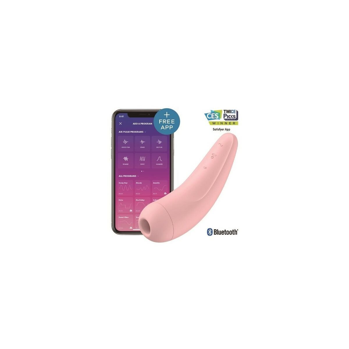 Dobbel Stimulering Vibe Satisfyer Curvy 2 + Rosa