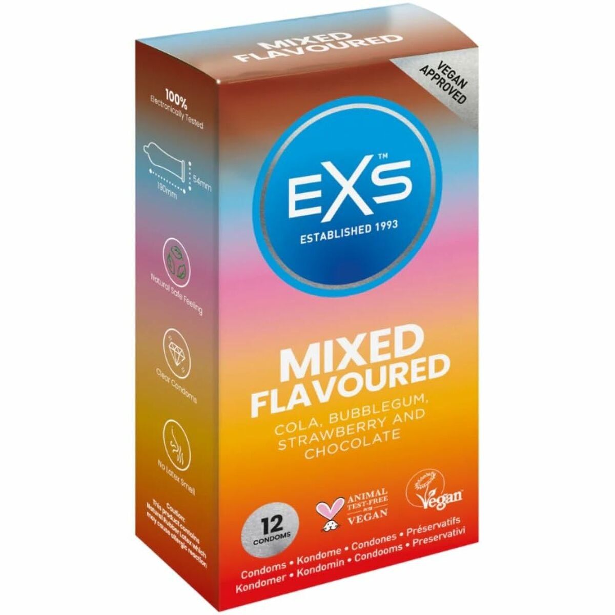 Kondomer EXS Mixed Sjokolade Skredder Jordbær Tyggegummi 12 enheter