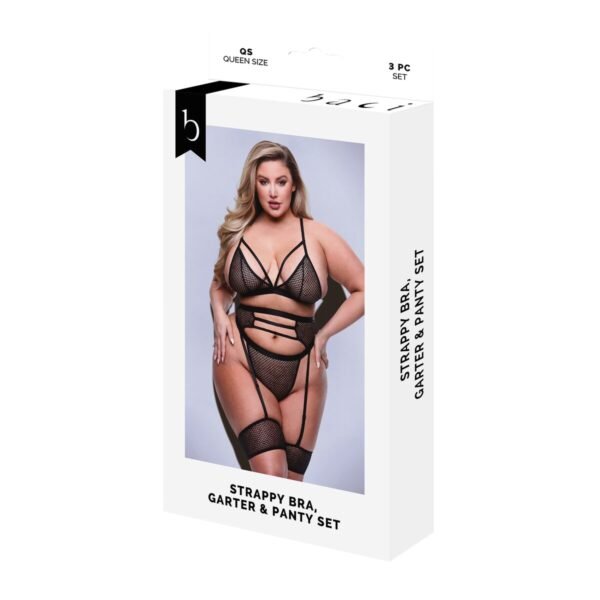 Undertøysett Baci Lingerie Svart 3 Deler (Queen)