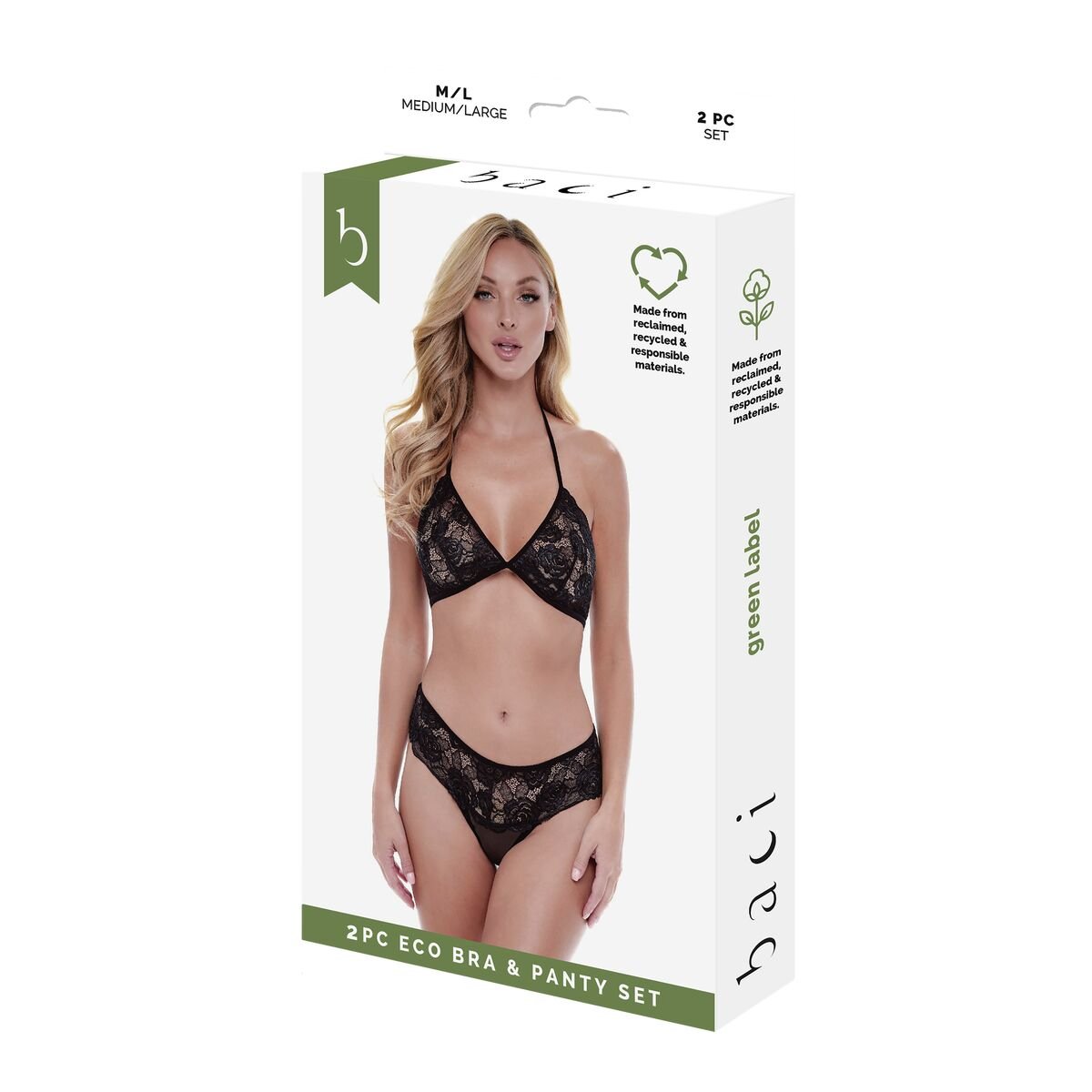 Undertøysett Baci Lingerie Bra & Panty Svart (S/M)