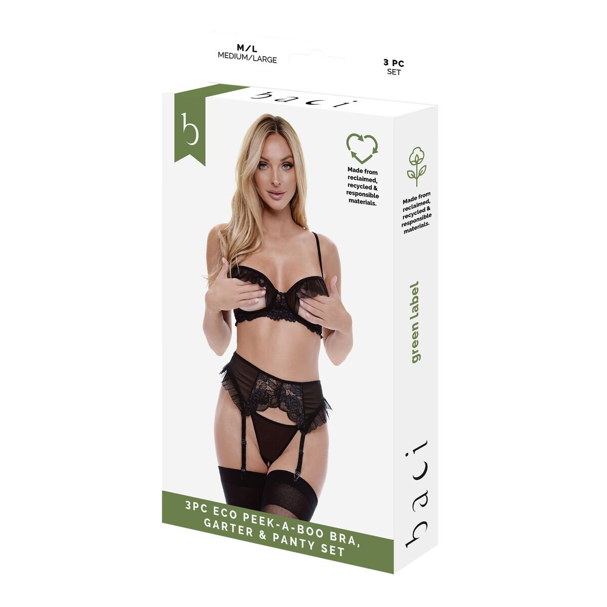 Undertøysett Baci Lingerie Peek-A-Boo Bra Svart (M/L)