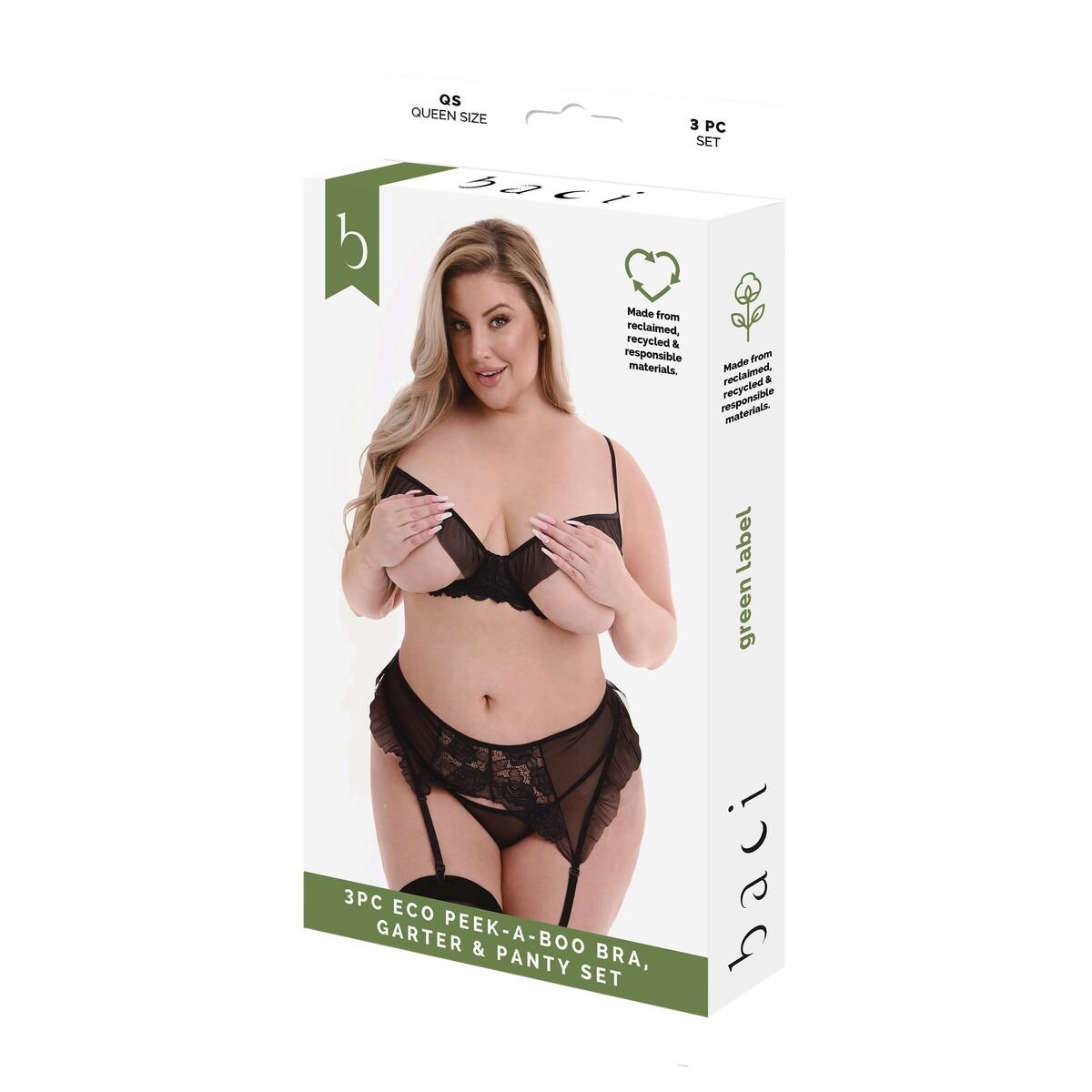 Undertøysett Baci Lingerie Peek-A-Boo Bra Svart (Queen)